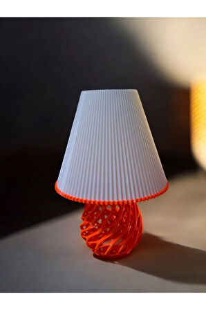 Twister Model Özel Tasarım Masa Lambası ve Abajur - Kırmızı