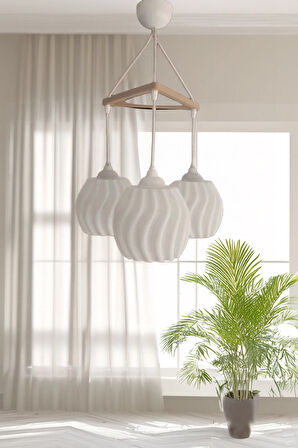 Bubble Serisi Salon , Mutfak , Çocuk Odası İçin Modern , Bohem Üçlü Avize Sarkıt ( 23 x 27 Cm )