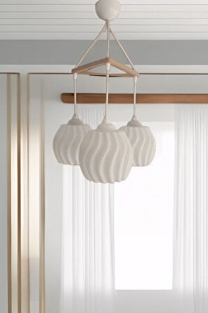 Bubble Serisi Salon , Mutfak , Çocuk Odası İçin Modern , Bohem Üçlü Avize Sarkıt ( 23 x 27 Cm )