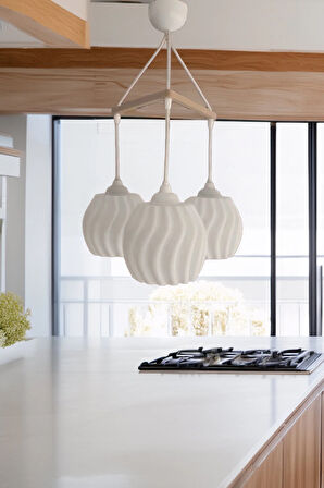 Bubble Serisi Salon , Mutfak , Çocuk Odası İçin Modern , Bohem Üçlü Avize Sarkıt ( 23 x 27 Cm )