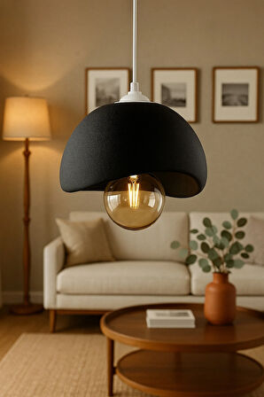 Beton Görünümlü , Vegan, Toz Tutmayan Salon , Oturma Odası , Çocuk Odası İçin Modern Avize - Siyah