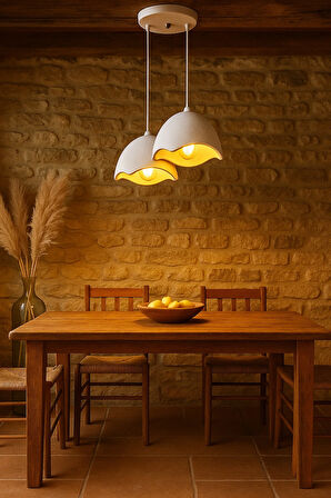 Loft Stil Modern , Vegan , Salon , Mutfak , Çocuk Odası İçin 2'li Beton Görünümlü Şapka Sarkıt Avize