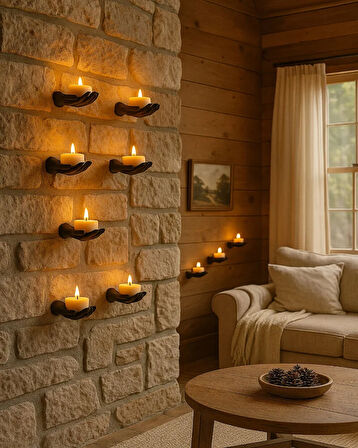 5’li El Figürlü Yapıştırılabilir Ve Vidalı Tealight Mumluk Seti ( Hediyelik Mumlar Dahildir. )