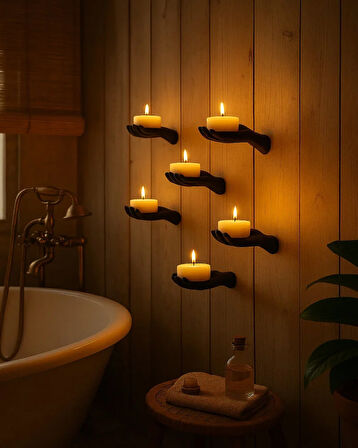 5’li El Figürlü Yapıştırılabilir Ve Vidalı Tealight Mumluk Seti ( Hediyelik Mumlar Dahildir. )