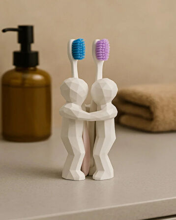 Çiftler İçin 3D Hediyelik Diş Fırçalığı Minimalist Banyo Aksesuarı Geri Dönüştürülmüş PLA 13 x 9 Cm
