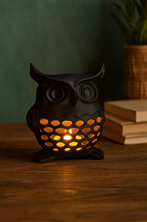 3D Dekoratif Baykuş Mumluk , Tealight Mumluk , Bohem Rustik Ev Dekoru , Hediyelik Romantik Aydınlatma