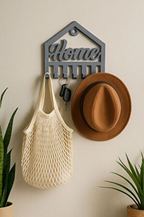 Dekoratif Açılır Kapanır Anahtar Askı Home Detay 23 x 19 Cm