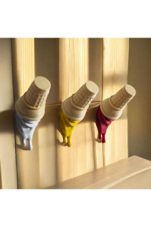 Dekoratif Külah Askı Sarı Kırmızı Kahve 3'lü Set Takım 11 x 7