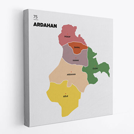 Ardahan   İli ve İlçeler Haritası  Dekoratif Kanvas Tablo 1271