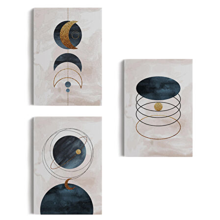 Duvar Tablo Seti 3 Parça Suluboya Soyut Sanat Koleksiyonu Dekoratif Tablo-AB-2