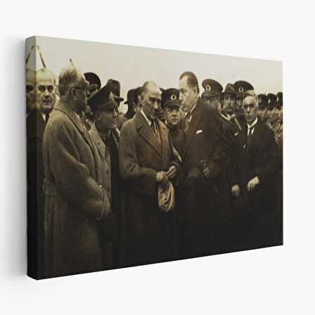 Atatürk'ün Anadolu'yu Ziyareti Mustafa Kemal Atatürk Dikdörtgen Dekoratif Kanvas Tablo-CÜ-74