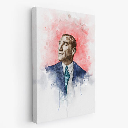 Mustafa Kemal Atatürk Suluboya Görünümlü Portresi Dekoratif Kanvas Tablo-DB-79