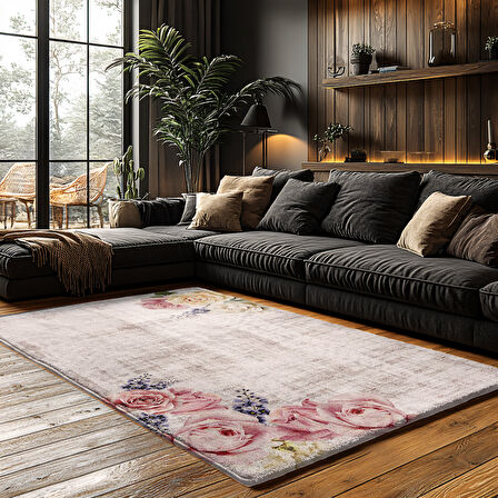 Kaymaz Taban Trend Vintage Yıkanabilir Dijital Baskı Halı