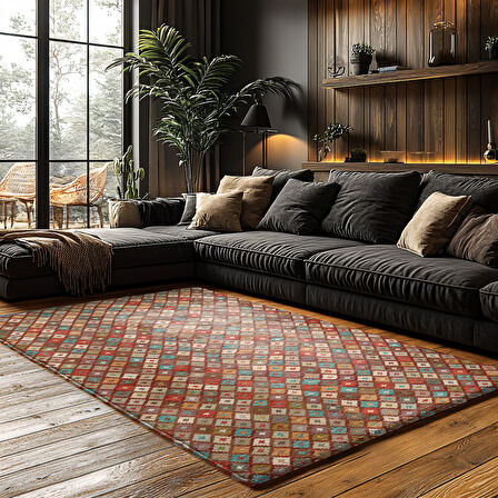 Kaymaz Taban Trend Vintage Yıkanabilir Dijital Baskı Halı