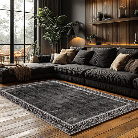 Kaymaz Taban Trend Vintage Yıkanabilir Dijital Baskı Halı