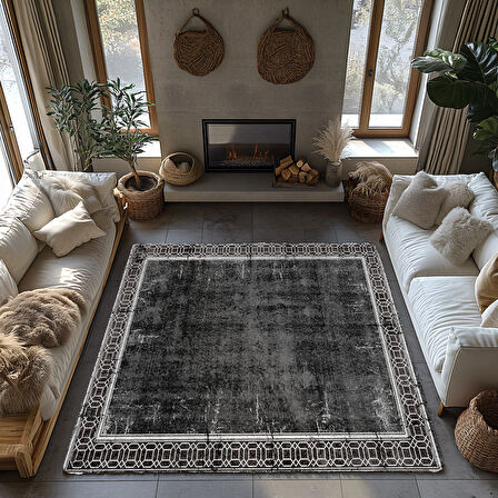 Kaymaz Taban Trend Vintage Yıkanabilir Dijital Baskı Halı