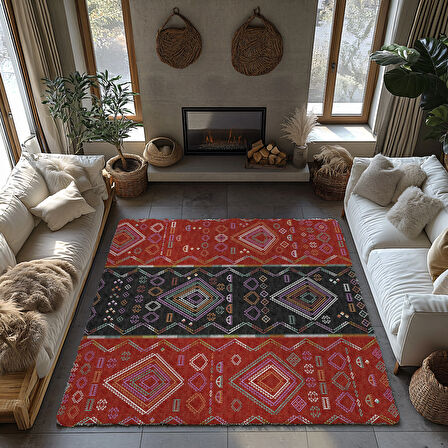 Kaymaz Taban Trend Vintage Yıkanabilir Dijital Baskı Halı