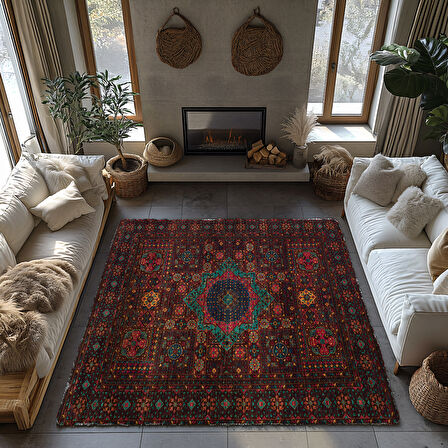 Kaymaz Taban Trend Vintage Yıkanabilir Dijital Baskı Halı