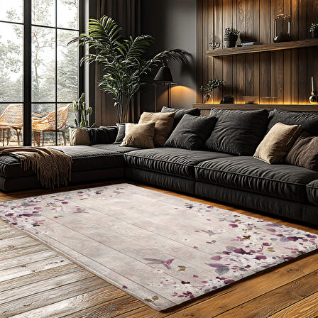 Kaymaz Taban Trend Vintage Yıkanabilir Dijital Baskı Halı