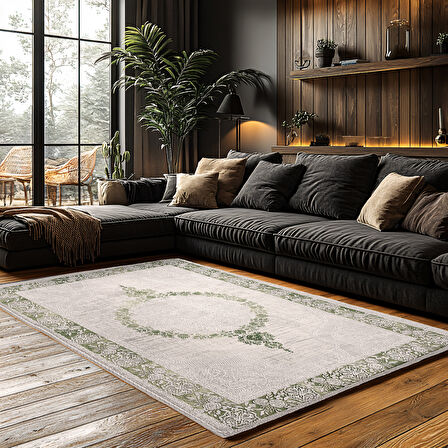 Kaymaz Taban Trend Vintage Yıkanabilir Dijital Baskı Halı