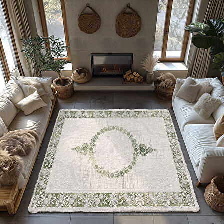Kaymaz Taban Trend Vintage Yıkanabilir Dijital Baskı Halı
