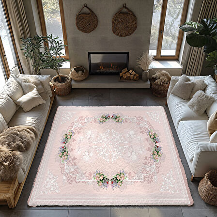 Kaymaz Taban Trend Vintage Yıkanabilir Dijital Baskı Halı
