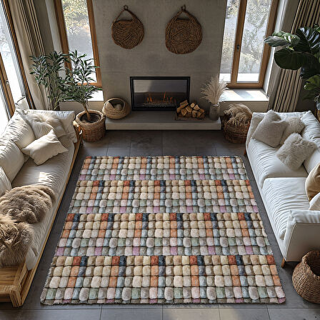 Kaymaz Taban Trend Vintage Yıkanabilir Dijital Baskı Halı