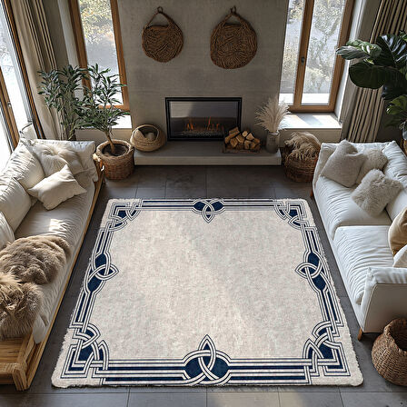 Kaymaz Taban Trend Vintage Yıkanabilir Dijital Baskı Halı