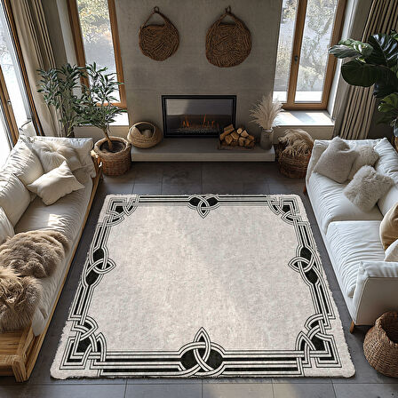 Kaymaz Taban Trend Vintage Yıkanabilir Dijital Baskı Halı