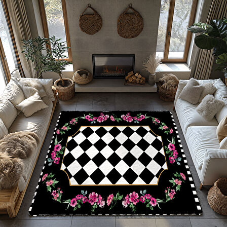 Kaymaz Taban Trend Vintage Yıkanabilir Dijital Baskı Halı