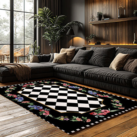 Kaymaz Taban Trend Vintage Yıkanabilir Dijital Baskı Halı