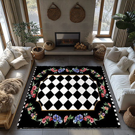 Kaymaz Taban Trend Vintage Yıkanabilir Dijital Baskı Halı