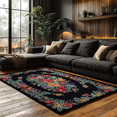Kaymaz Taban Trend Vintage Yıkanabilir Dijital Baskı Halı