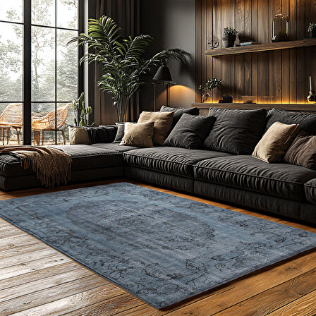 Kaymaz Taban Trend Vintage Yıkanabilir Dijital Baskı Halı