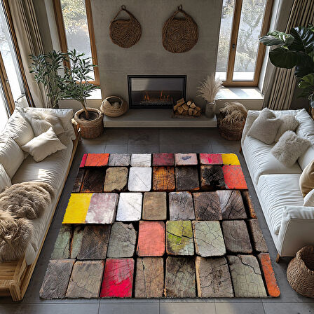 Kaymaz Taban Trend Vintage Yıkanabilir Dijital Baskı Halı