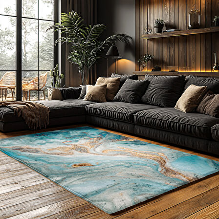 Kaymaz Taban Trend Vintage Yıkanabilir Dijital Baskı Halı