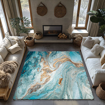 Kaymaz Taban Trend Vintage Yıkanabilir Dijital Baskı Halı