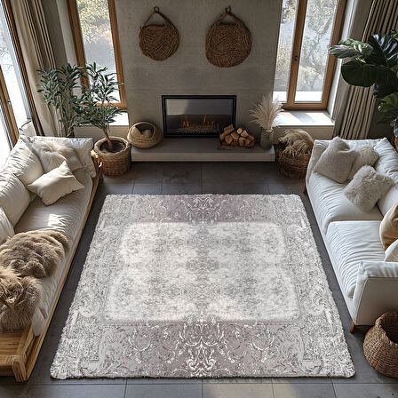 Kaymaz Taban Trend Vintage Yıkanabilir Dijital Baskı Halı