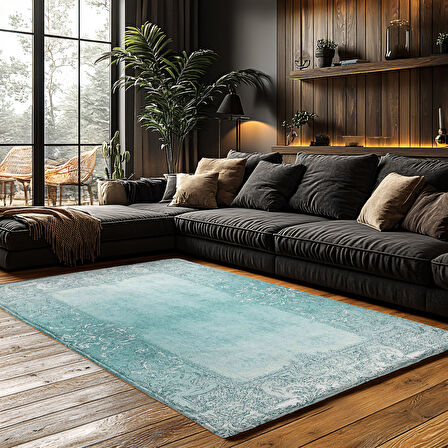 Kaymaz Taban Trend Vintage Yıkanabilir Dijital Baskı Halı