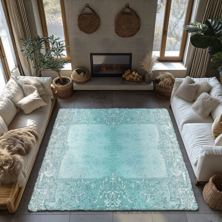 Kaymaz Taban Trend Vintage Yıkanabilir Dijital Baskı Halı