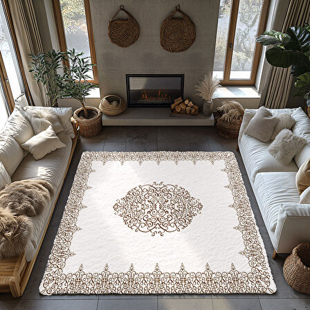 Kaymaz Taban Trend Vintage Yıkanabilir Dijital Baskı Halı