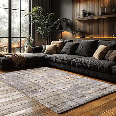 Kaymaz Taban Trend Vintage Yıkanabilir Dijital Baskı Halı