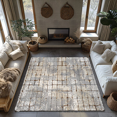 Kaymaz Taban Trend Vintage Yıkanabilir Dijital Baskı Halı