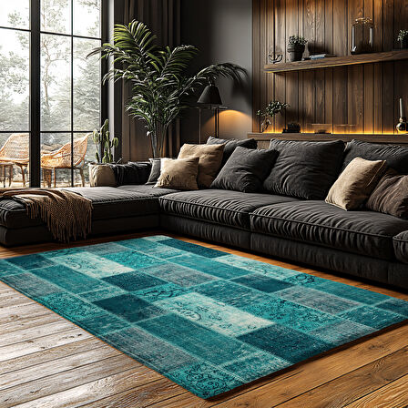 Kaymaz Taban Trend Vintage Yıkanabilir Dijital Baskı Halı