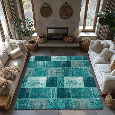 Kaymaz Taban Trend Vintage Yıkanabilir Dijital Baskı Halı