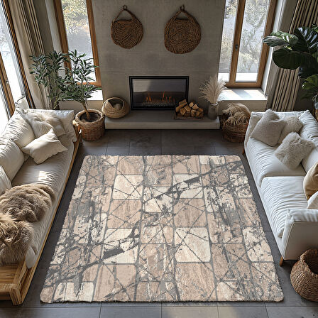 Kaymaz Taban Trend Vintage Yıkanabilir Dijital Baskı Halı