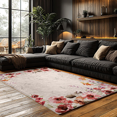 Kaymaz Taban Trend Vintage Yıkanabilir Dijital Baskı Halı