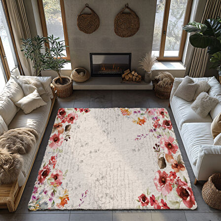 Kaymaz Taban Trend Vintage Yıkanabilir Dijital Baskı Halı