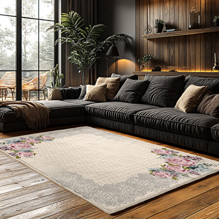 Kaymaz Taban Trend Vintage Yıkanabilir Dijital Baskı Halı