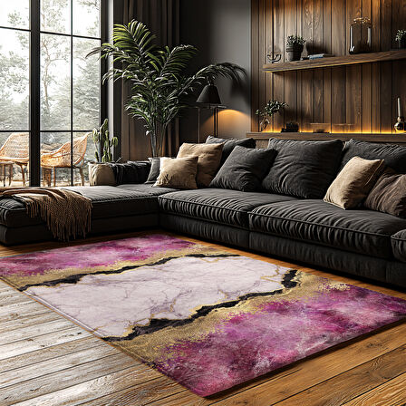 Kaymaz Taban Trend Vintage Yıkanabilir Dijital Baskı Halı